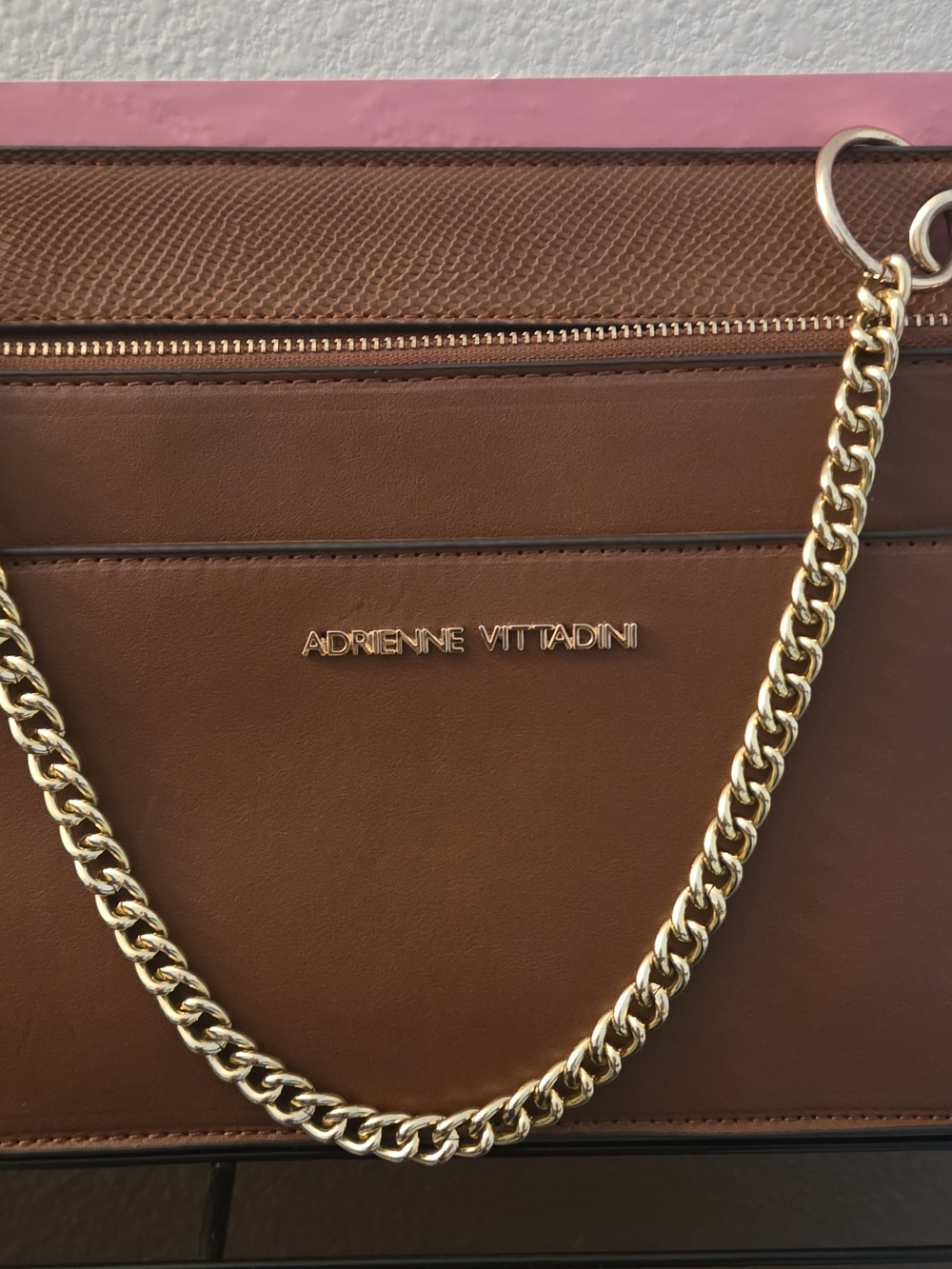 Adrienne Vittadini Chestnut Brown Chain-Shoulder Bag